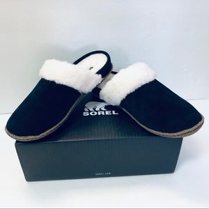 Sorel Nakiska Slide II Black & Natural Slippers